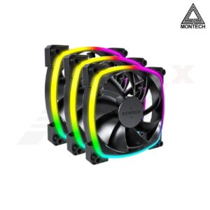 พัดลมเคส MONTECH AX120 ARGB สีดำ ขนาด 12 ซม. แพ็ค 3 พร้อม PWM
