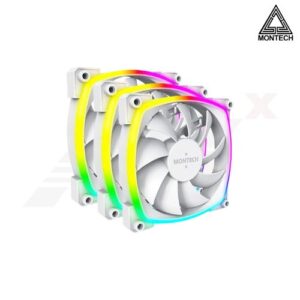 พัดลมเคส MONTECH AX120 ARGB สีขาว ขนาด 12 ซม. แพ็ค 3 พร้อม PWM