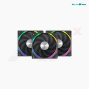 Tsunami Block Fan Zero I สีดำ ขนาด 12 ซม. ARGB แพ็ก 3