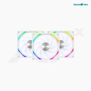 Tsunami Block Fan Zero I สีขาว ขนาด 12 ซม. ARGB แพ็ก 3
