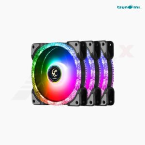 พัดลม Tsunami Diamond K ARGB สีดำ ขนาด 12 ซม. แพ็ก 3 รองรับ Sync