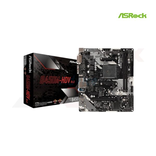 เมนบอร์ด ASROCK B450M-HDV R4.0 รองรับ AM4, M.2, USB 3.1 และจอหลายพอร์ต