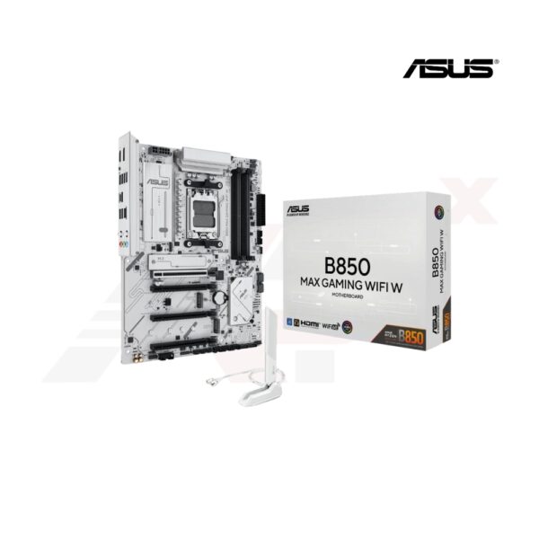 เมนบอร์ด ASUS B850 MAX GAMING WIFI W พร้อมไฟ RGB และ Wi-Fi 6E